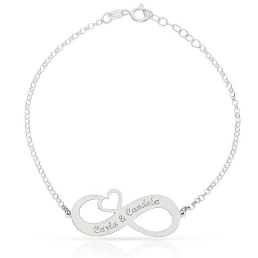 Pulsera personalizada de plata INFINITO con CORAZÓN