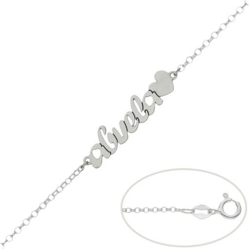  Pulsera personalizada de plata nombre y corazón modelo 252