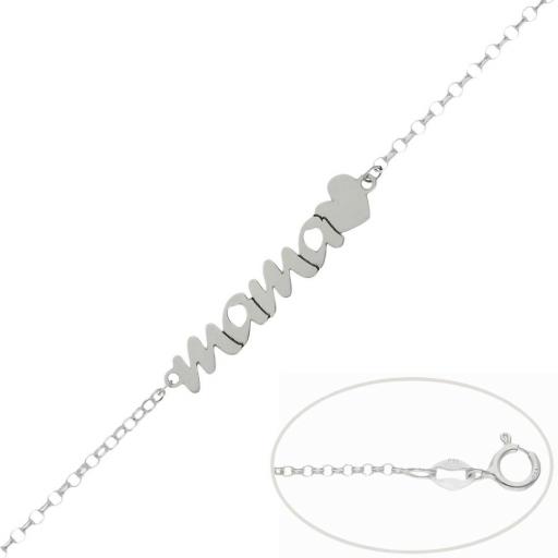 Pulsera personalizada de plata nombre y corazón 