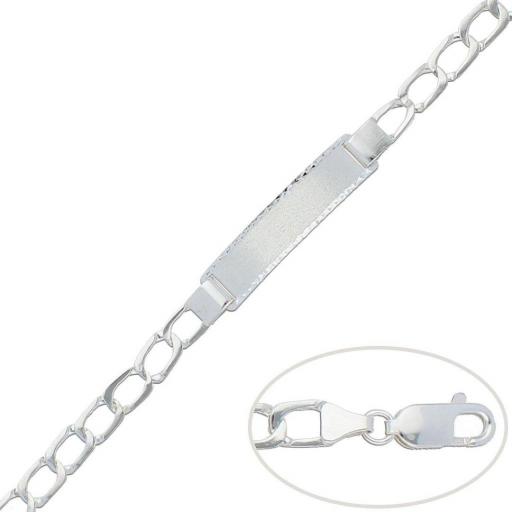 Pulsera en plata de 1 Ley 925 mm de cadena con placa matizada y tallada [1]