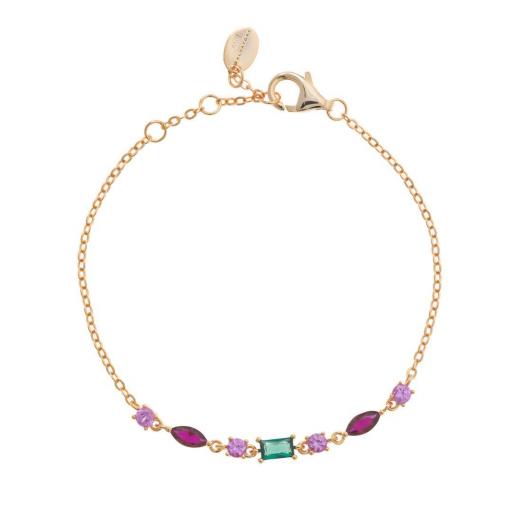 Pulsera plata de salvatore chapado dorado con circonita rosa