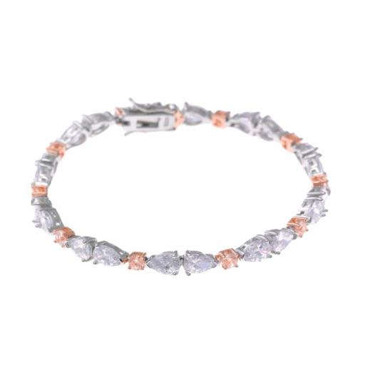 Pulsera plata de salvatore con circonitas blancas y rosa