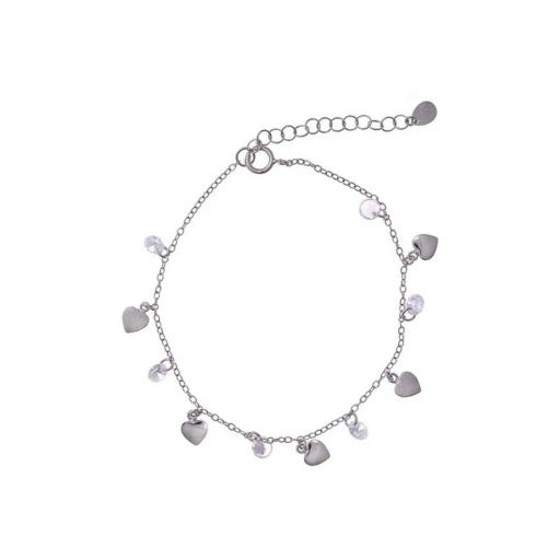 Pulsera plata de salvatore rodio en forma de corazones con circonitas