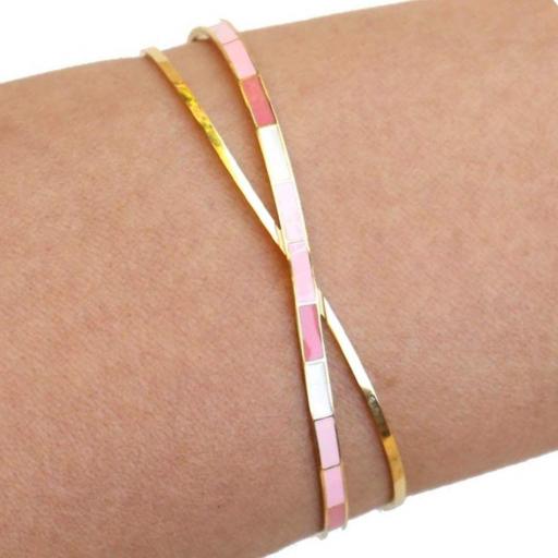 Pulsera rígida esmaltada en tono rosa   [1]