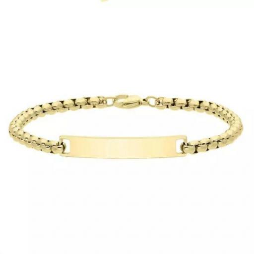 Pulsera tipo cadena chapada en oro para hombre con placa