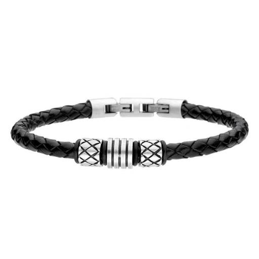 Pulsera trenzada negra para hombre modelo 1026