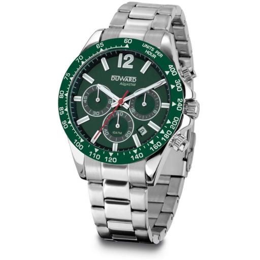 Reloj Duward Aquastar Hombre Acero Bisel Verde Cronógrafo 10 ATM – D95539.03