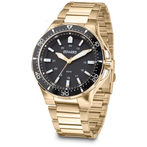 Reloj Duward Hombre Acero Dorado Esfera Negra 10 ATM D95305.12