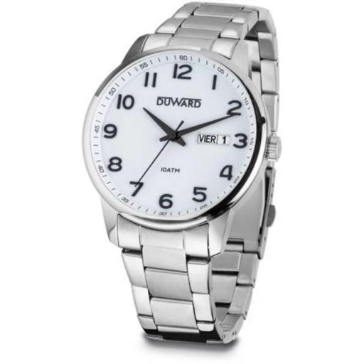 Reloj Duward Hombre Elegance Acero Esfera Blanca Calendario 10 ATM – D95430.01