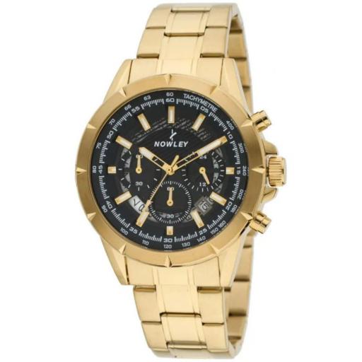 Reloj Nowley Hombre Cronógrafo Dorado 45mm Negro - 100M Deportivo Premium [0]