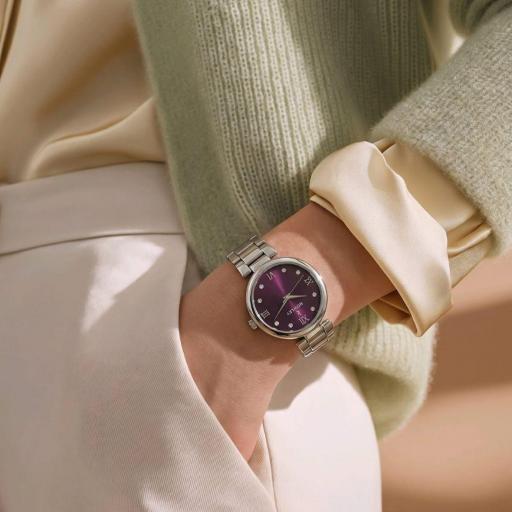 Reloj Nowley Mujer Acero Inoxidable Esfera Burdeos Elegante [1]