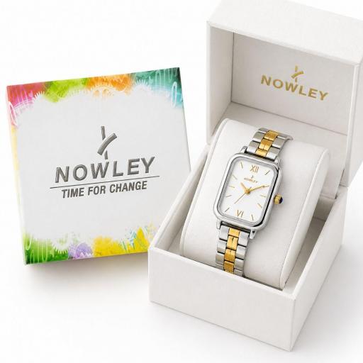 Reloj Nowley Mujer Bicolor Acero y Dorado – Esfera Blanca Elegante [1]