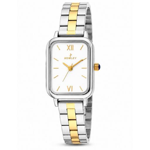 Reloj Nowley Mujer Bicolor Acero y Dorado – Esfera Blanca Elegante [0]