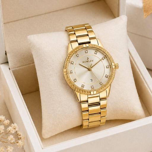 Reloj Nowley Mujer Dorado con Circonitas y Calendario - Colección Chic [1]