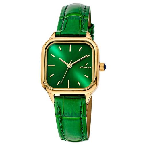 Reloj Nowley Mujer Dorado con Esfera Verde – Correa Piel Cocodrilo Elegante [0]