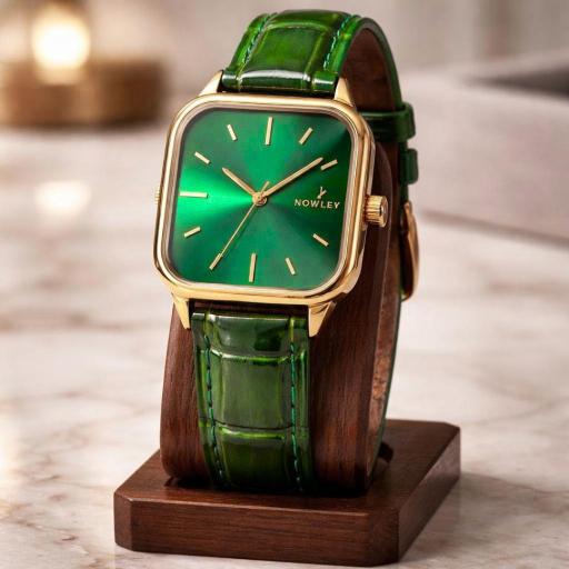 Reloj Nowley Mujer Dorado con Esfera Verde – Correa Piel Cocodrilo Elegante [1]