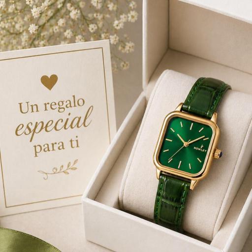 Reloj Nowley Mujer Dorado con Esfera Verde – Correa Piel Cocodrilo Elegante [2]