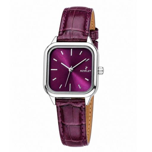 Reloj Nowley Mujer Esfera Burdeos – Estilo Elegante en Acero y Piel
