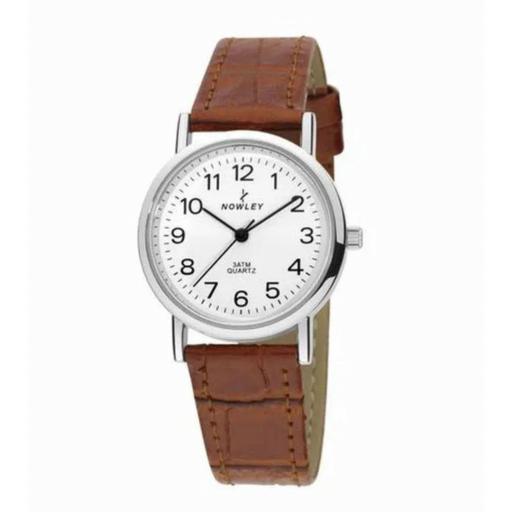 Reloj Nowley Mujer Vintage Marrón Claro Esfera Blanca - Diseño Clásico [0]