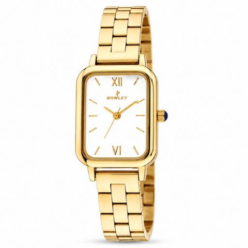 Reloj Nowley mujer dorado con esfera blanca luminosa. Elegante, sofisticado y perfecto para cualquier ocasión.