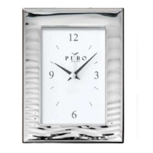  Reloj de Sobremesa en Plata Laminada 1ª Ley – Colección Spectro de Puro Argenti (9x13 cm)