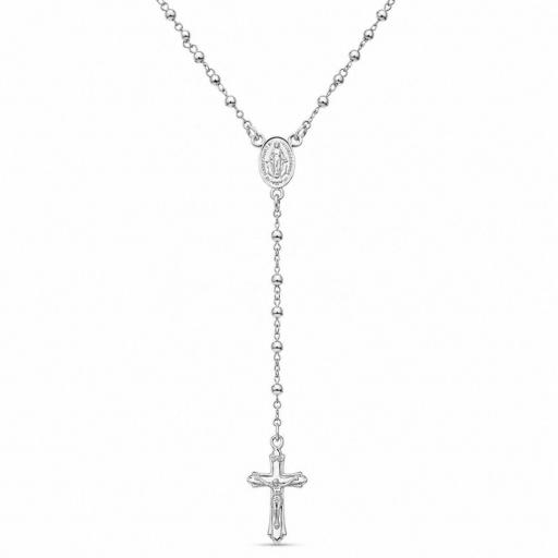 Rosario en Plata de Ley 925 con Virgen Milagrosa y cruz con Cristo – Devoción, elegancia y tradición en una joya única