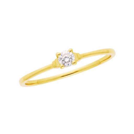 Solitario de Oro 18K con Circonita – Diseño Fino y Elegante