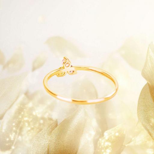Sortija de Oro Amarillo 18K con Circonitas de Colores – Anillo Fino y Romántico para Mujer [2]