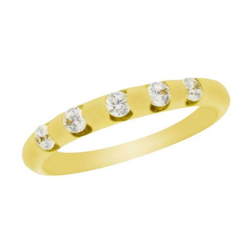 Sortija de oro amarillo 18k con 5 circonitas modelo 311