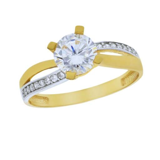 Anillo de compromiso de oro 18k con circonitas modelo 745