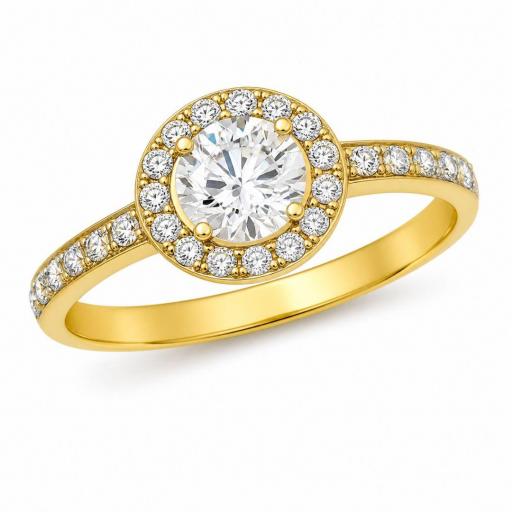  Sortija de oro amarillo 18k con circonitas blancas 495