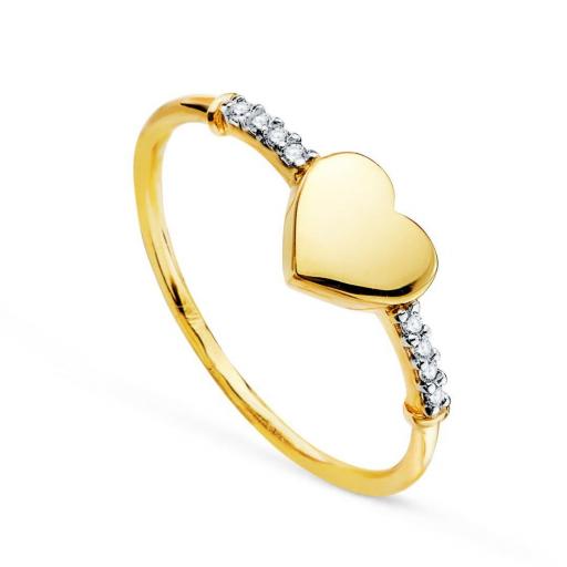 Anillo de oro bicolor 18K con diseño de corazón liso, un regalo ideal con detalles elegantes.