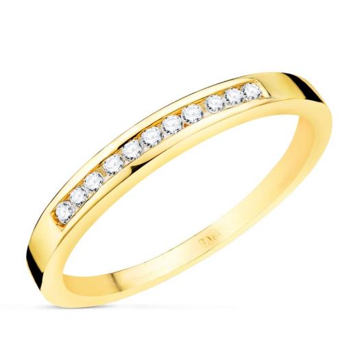 Anillo de oro amarillo 18k con diamantes 0.150 QTS. SI-H 