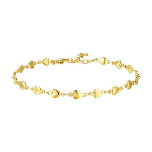 Tobillera de corazones para mujer en acero inoxidable – ajustable y delicada