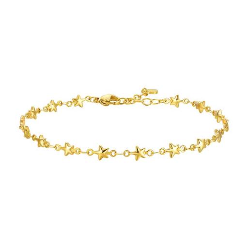 Tobillera de estrellas para mujer en acero plateado o dorado – ajustable y elegante