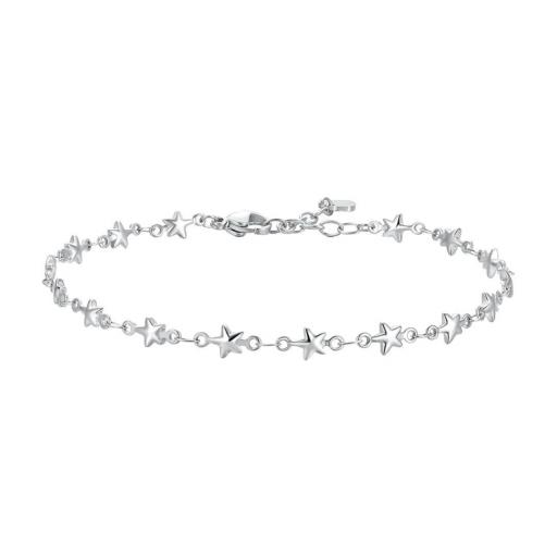Tobillera de estrellas para mujer en acero plateado o dorado – ajustable y elegante [1]
