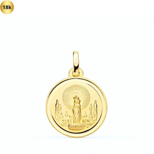 Medalla de Virgen del Pilar de oro 18k de 18 cm