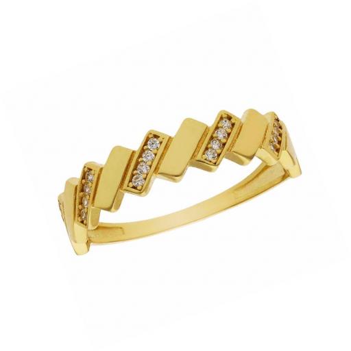 Anillo de oro amarillo 18k con circonitas blancas modelo 1360