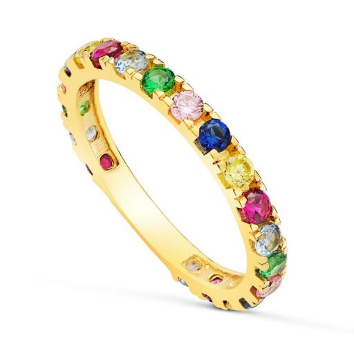  Anillo de oro 18k con circonitas de varios colores