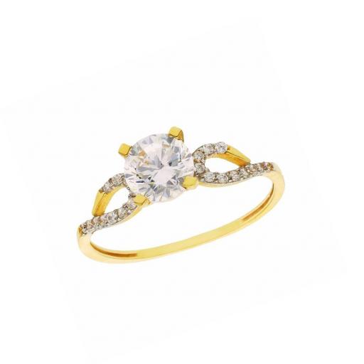 Anillo de compromiso oro amarillo 18k con circonitas 