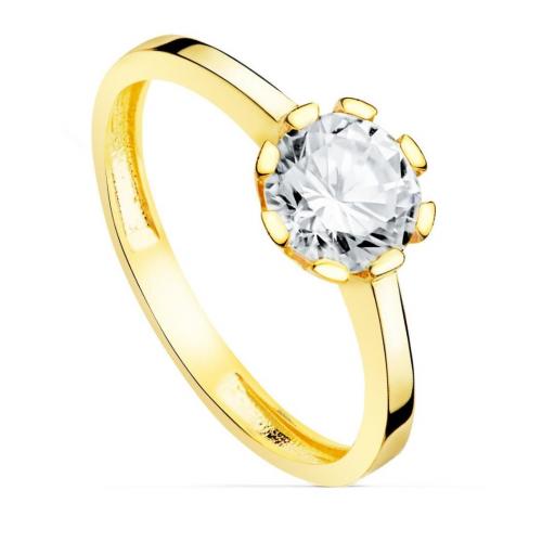 Anillo solitario de oro 18k para mujer clásico y elegante