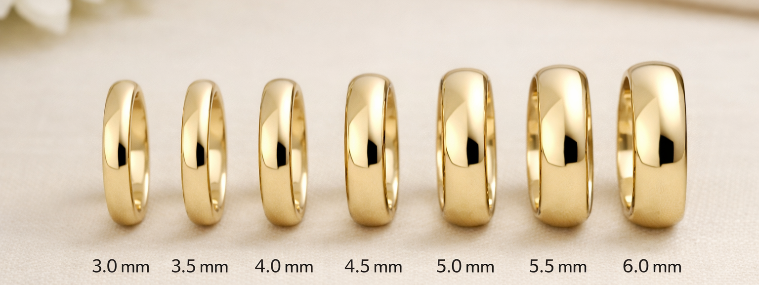 Qué ancho elegir en alianzas de boda: 3 mm, 4 mm, 5 mm o 6 mm
