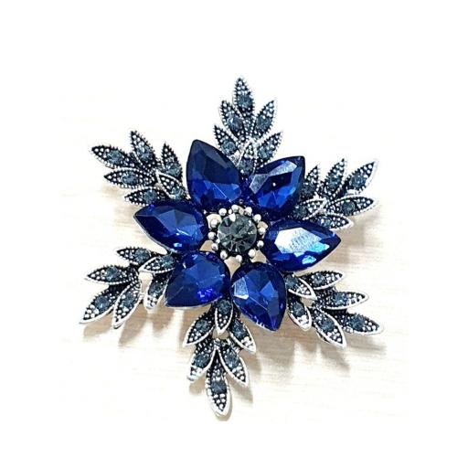  Broche para mujer en forma de flor elegante en tono azul de fantasía