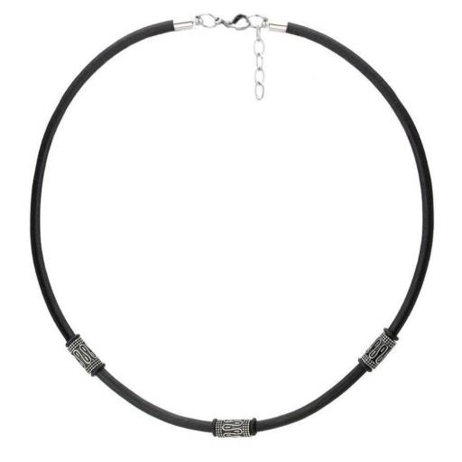 Collar para hombre negro artesanal con cuentas étnicas