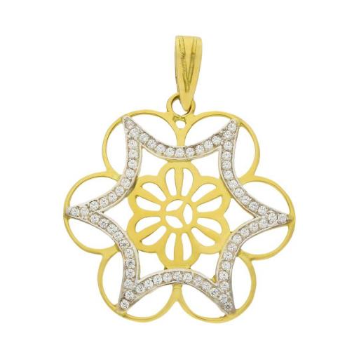 Colgante de oro 18k en forma de flor - estrella