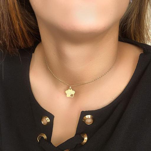 Colgante de Oro Amarillo 18K "Te Quiero Mamá" con Flor y Corazón Calado [1]