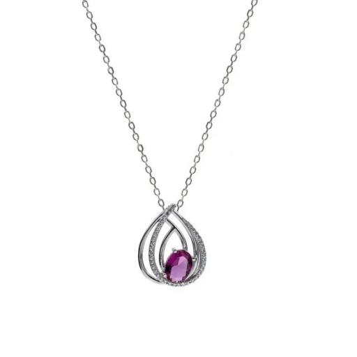 Colgante mujer de plata con piedra cuarzo violeta Lineargent