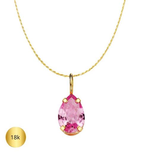 Colgante con piedra rosa de oro 18k [1]