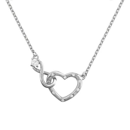 Collar de plata infinito con corazón 