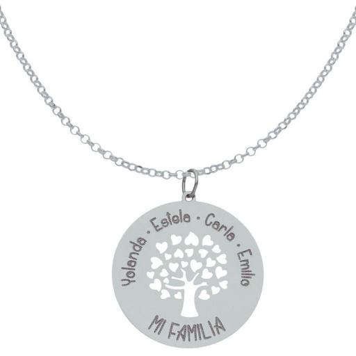 Collar de plata personalizado Árbol de la FAMILIA